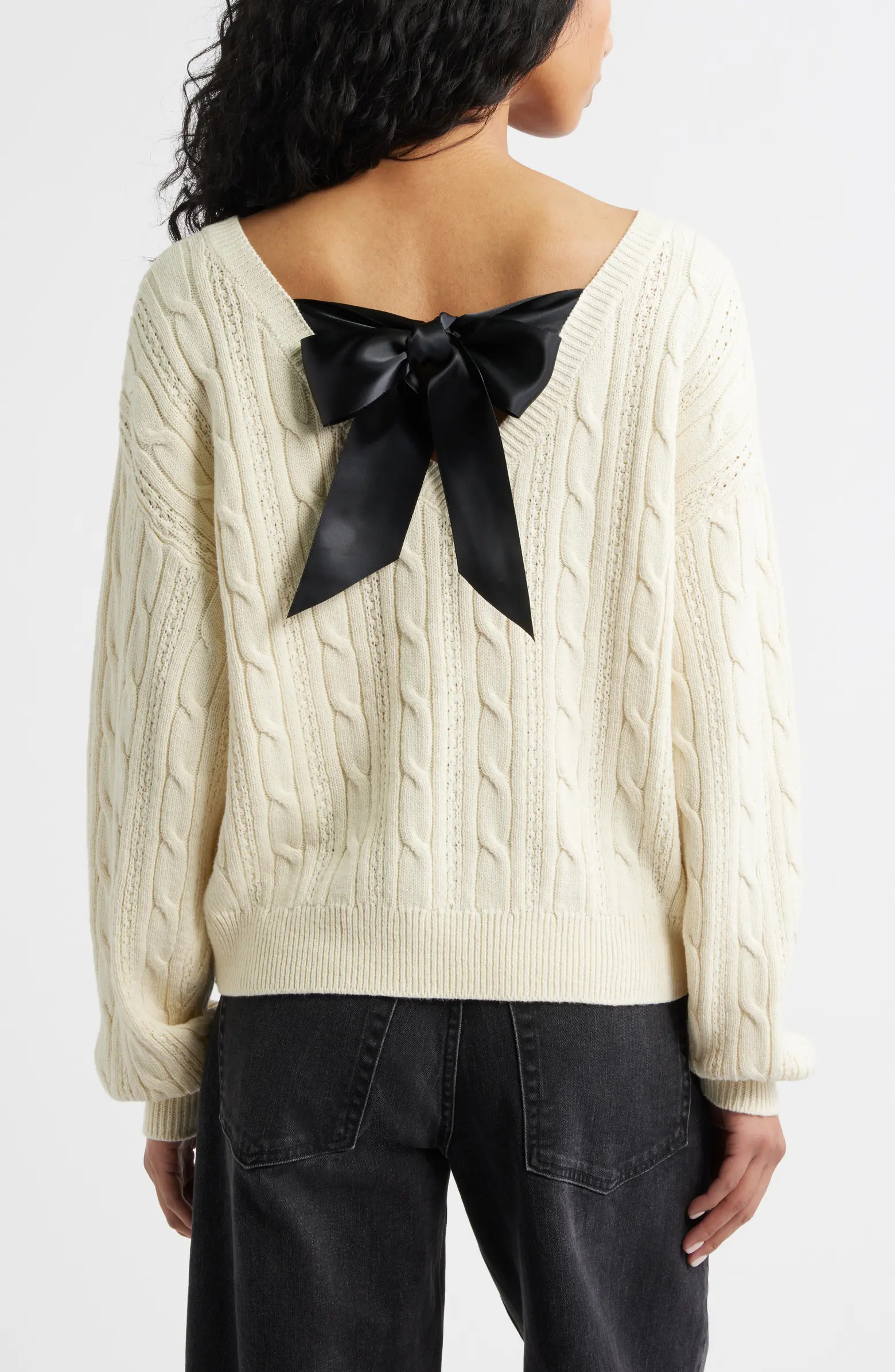 BP. Bow Back Cable Knit Sweater | Nordstrom | Nordstrom