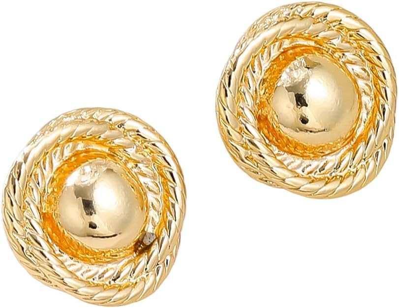 Elegant Large Chunky Gold Earrings for Women - Round Rope Disc Stud Earrings - Statement Vintage Design - Trendy, Lightweight, and Hypoallergenic Jewelry - Perfect for Parties and Everyday Wear | Amazon (US)