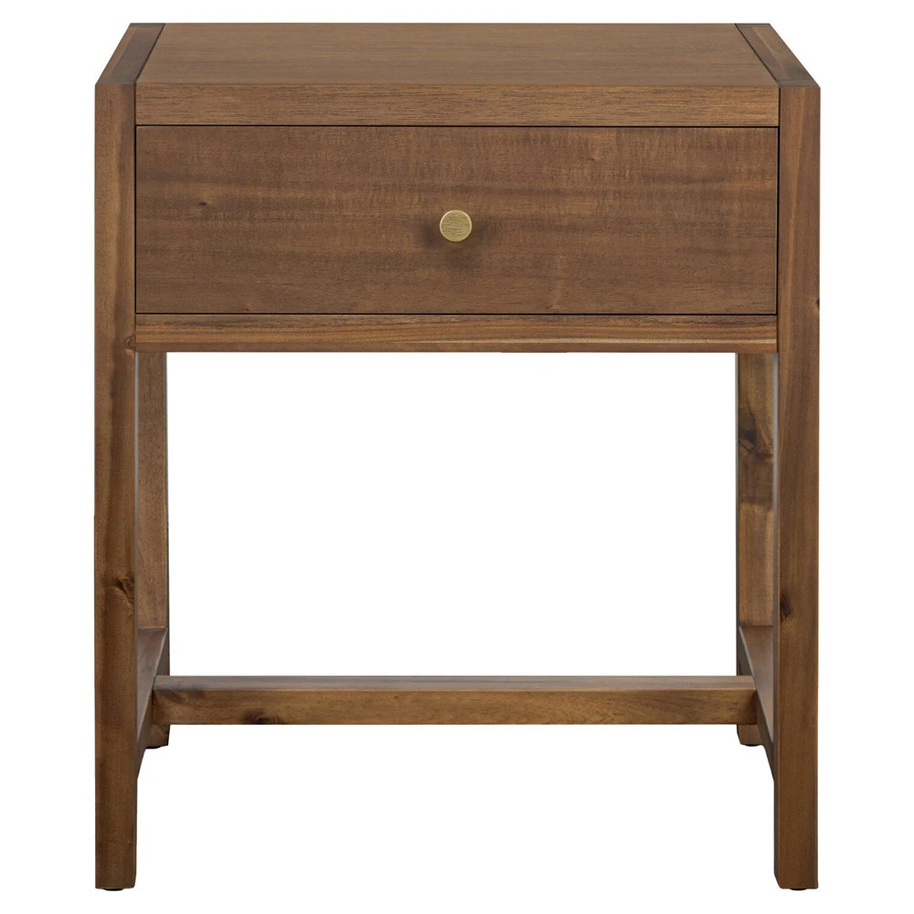 Timmy Rustic Lodge Brown Acacia Wood Small Nightstand | Kathy Kuo Home
