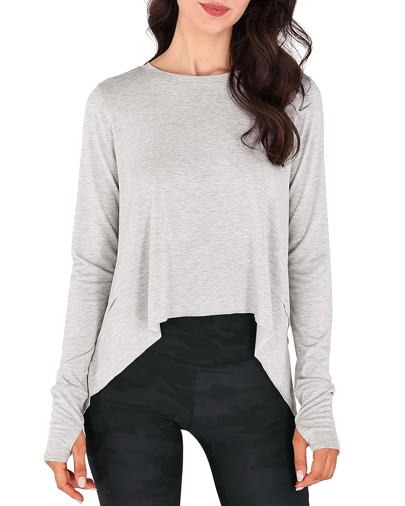 ODODOS Long Sleeve Tee for Women with Thumb Hole Athletic Gym Workout Crop Tops Yoga Shirts | Amazon (US)
