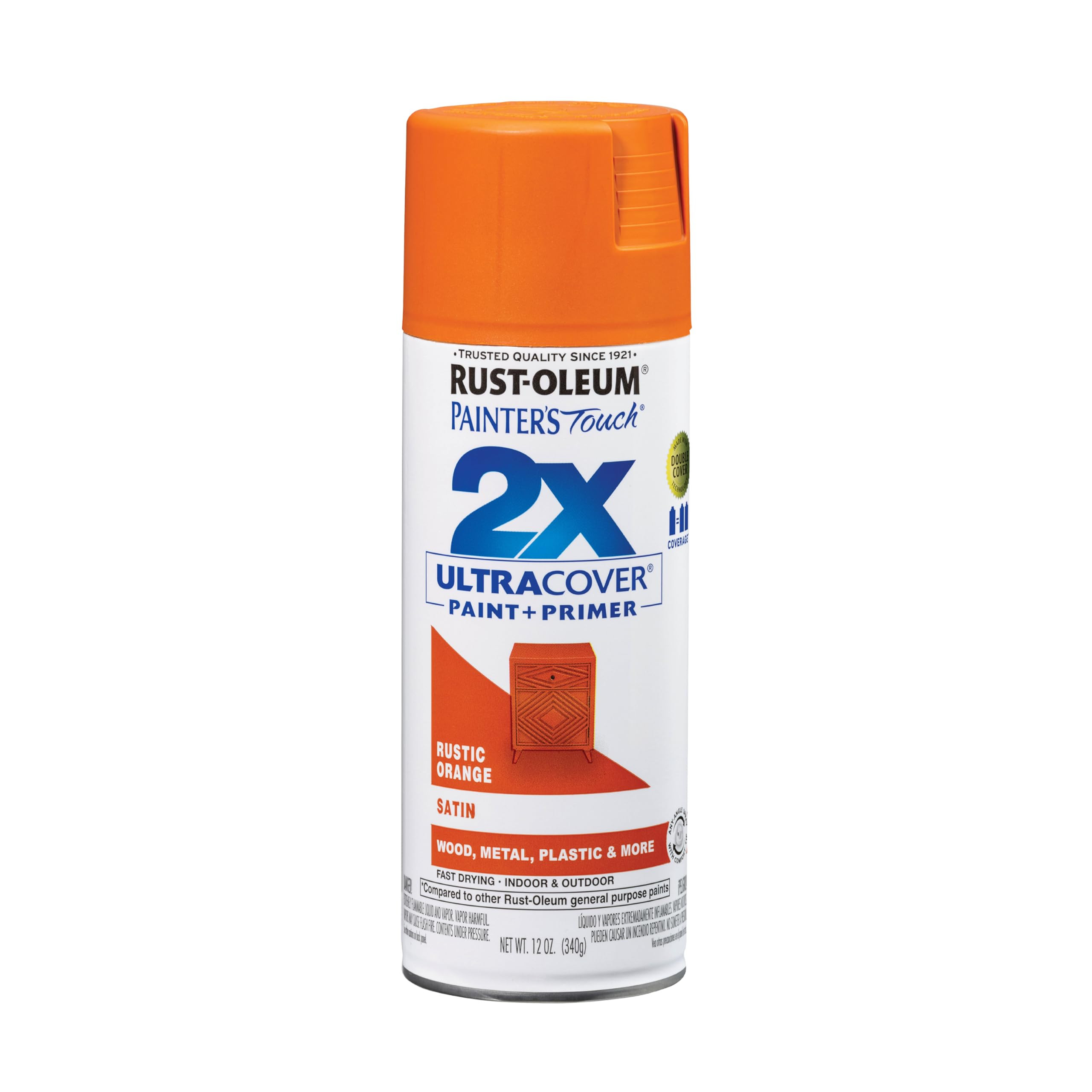 Rust-Oleum 334089 Painter's Touch 2X Ultra Cover Spray Paint, 12 oz, Satin Rustic Orange | Amazon (US)