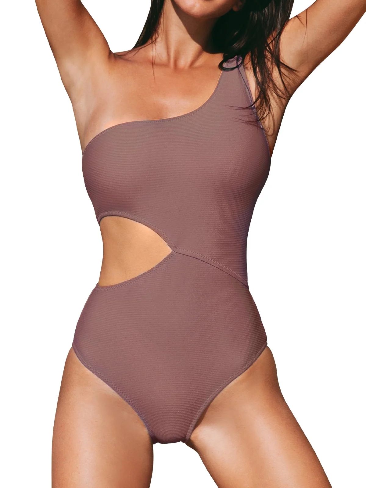 Cupshe Women's One Piece Swimsuit One Shoulder Cutout Ribbed Swimwear Bathing Suits, S | Walmart (US)