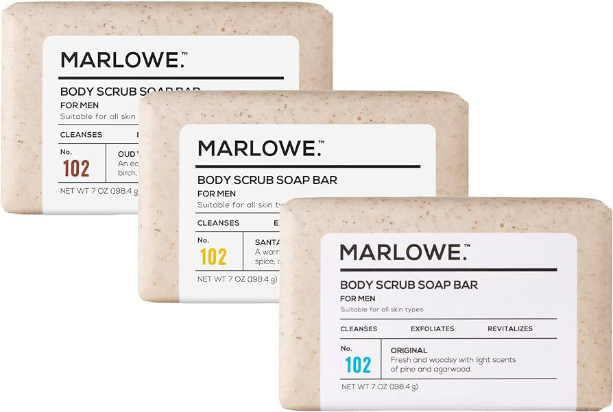 MARLOWE. No. 102 Men's Body Scrub Soap 7oz (Variety Trio) | Best Exfoliating Bar for Men | Made w... | Amazon (US)