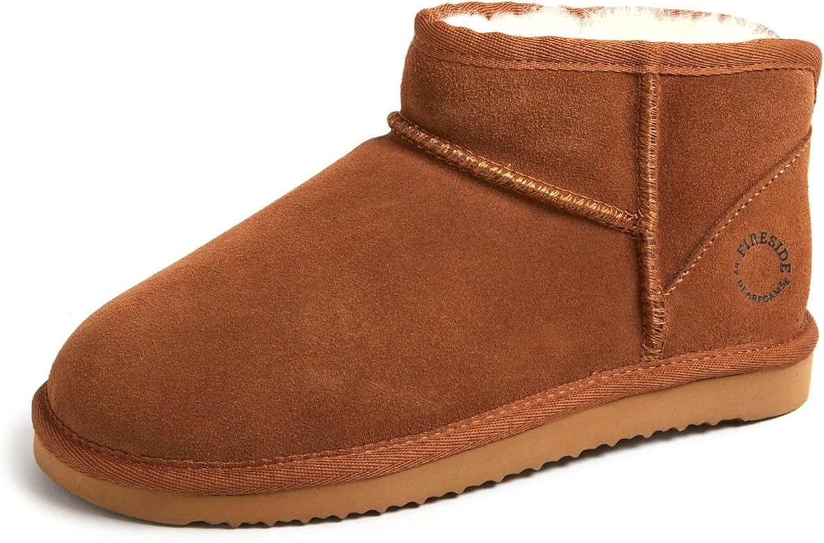 Fireside by Dearfoams Women's Riverland Shearling Fur Lined Mini Ankle Boot | Amazon (US)