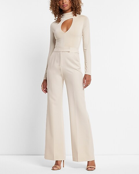 Body Contour Silky Mock Neck Cutout Thong Bodysuit | Express