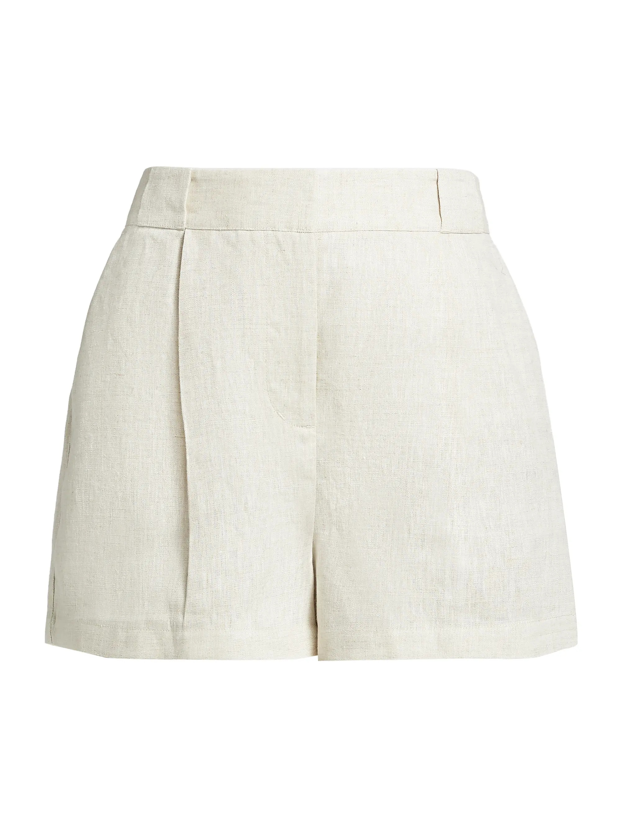 Asymmetric Pleated Linen Shorts | Saks Fifth Avenue