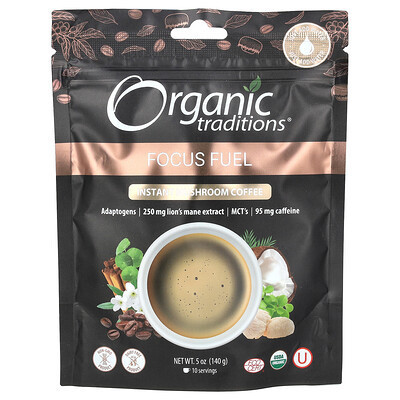 Organic Traditions, Instant Mushroom Coffee, Focus Fuel, 5 oz (140 g) | iHerb