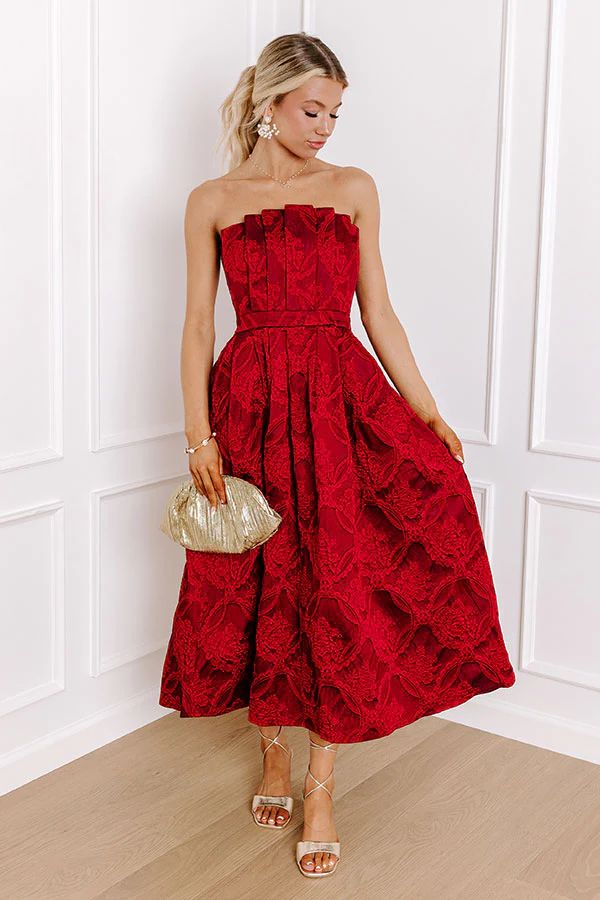 Night At The Gala Jacquard Midi in Wine | Impressions Online Boutique