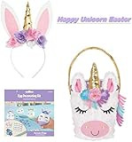 Unicorn Easter Basket Bundled With Cute Unicorn Bunny Ears Headband And Unicorn Easter Egg Decoratio | Amazon (US)