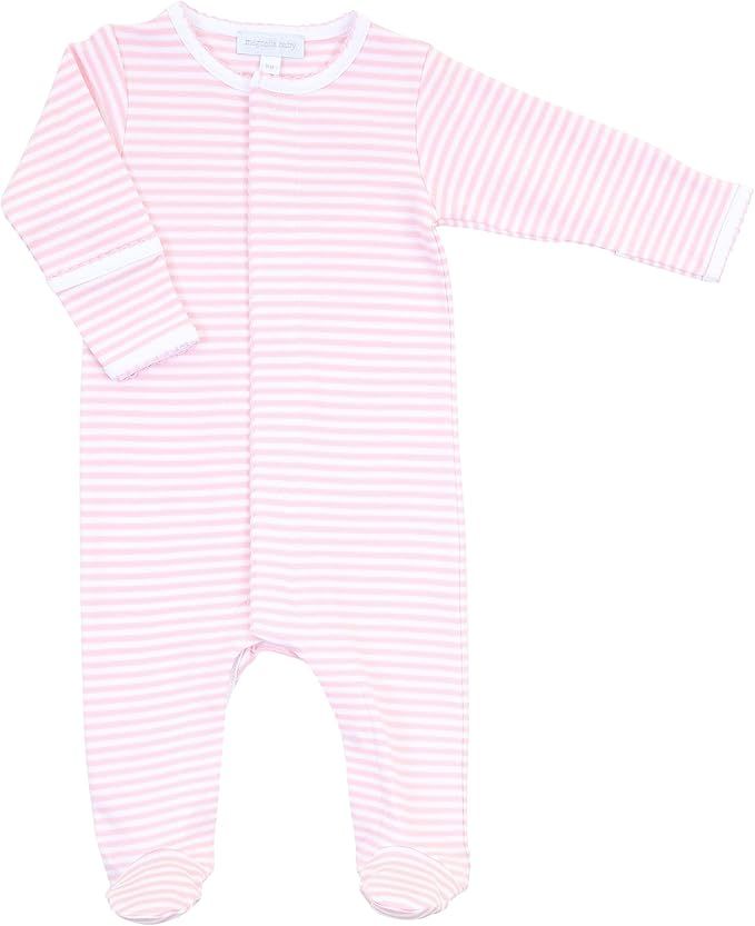 Magnolia Baby Baby Girl Striped Essentials Footie Pink | Amazon (US)