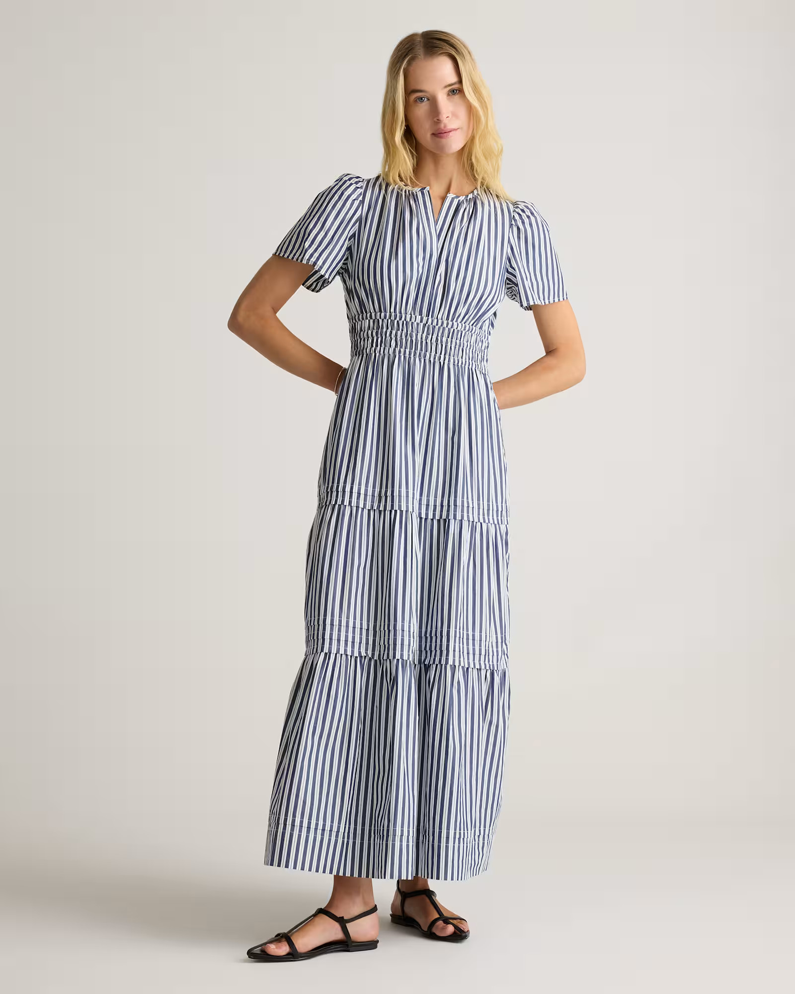 100% Organic Cotton Poplin Tiered Maxi Dress | Quince