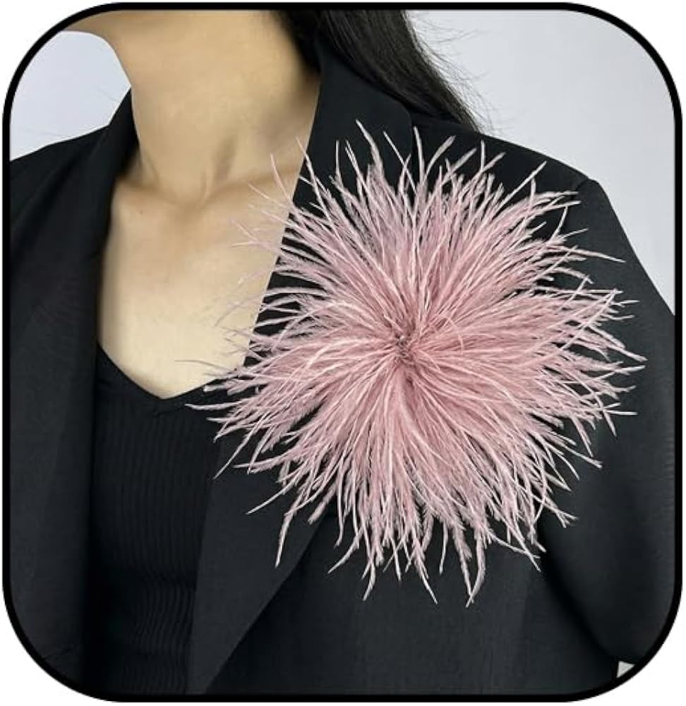 Dainty Feather Flower Brooch Pin for Women Oversized Floral Lapel Pins Elegant Feather Corsage Br... | Amazon (US)