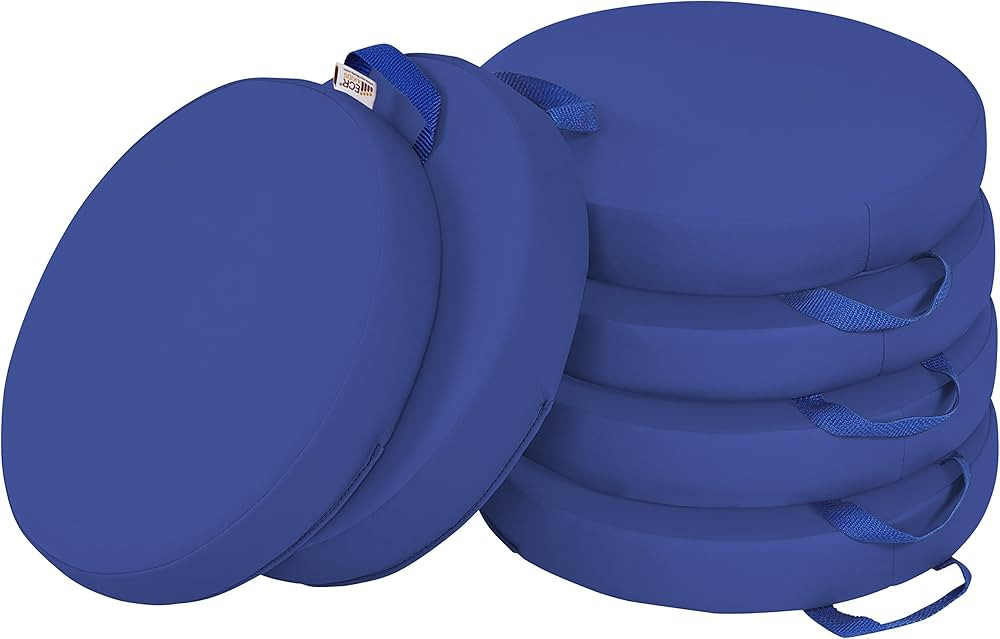 ECR4Kids SoftZone Floor Cushions, Round, Flexible Seating, Blue, 6-Piece | Amazon (US)