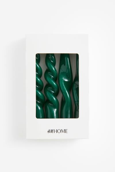 4-pack Mini Spiral Candles - Green - Home All | H&M US | H&M (US + CA)