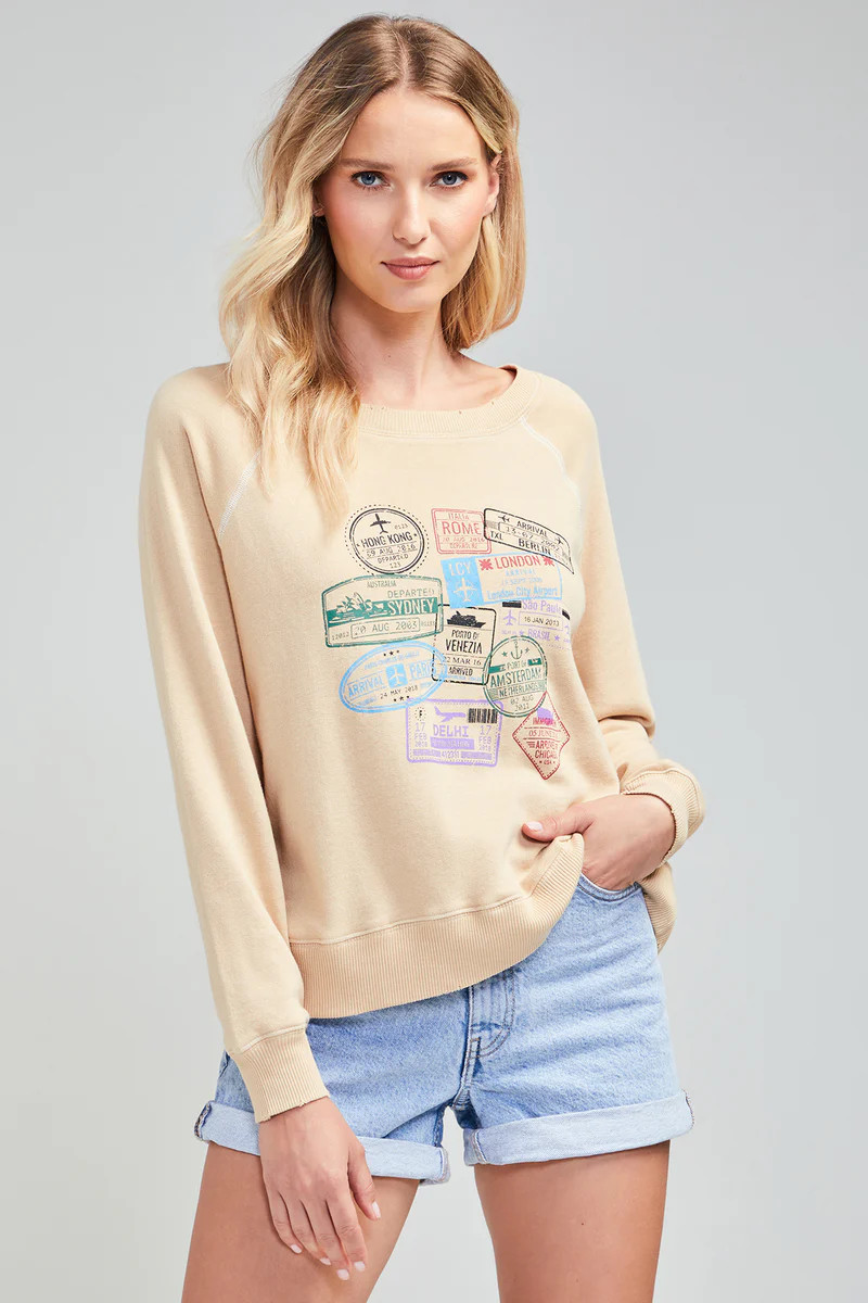 Stamp Collector Sommers Sweatshirt | Warm Sand | Wildfox