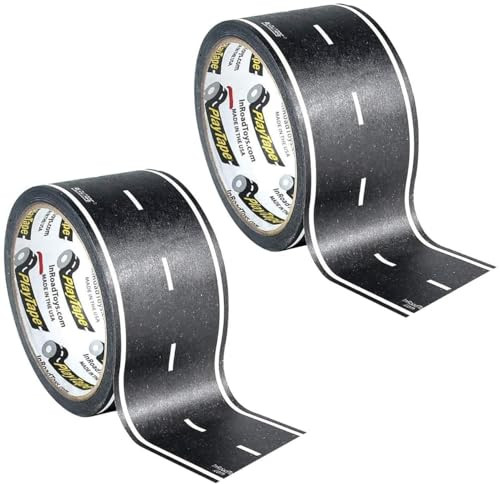InRoad Toys PlayTape Road Tape for Toy Cars - Sticks to Flat Surfaces; No Residue; 2-Pack of 60 ft. x 2 in. Black Road | Amazon (US)