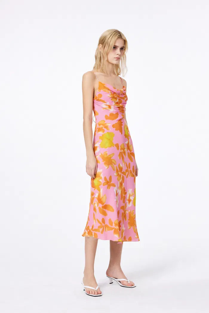 Baja Cowl Neck Strap Dress in Silk Viscose | Fabrique