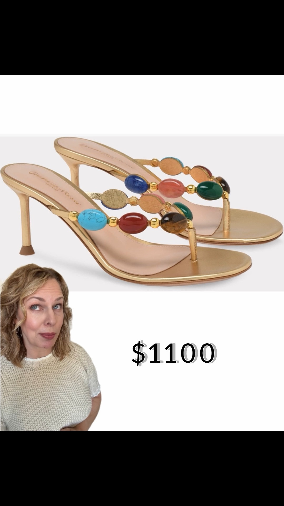 Saving you a grand. You’re welcome! 
Actually, the designer sandal is absolutely gorgeous but if $1100 is not in your budget there’s a cute look-alike. I think you’re going to love and it comes in a few different styles.

#LTKOver40 #LTKTravel #LTKPetite