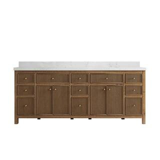 Willow Collections Sonoma Teak 84 in. W x 22 in. D x 36 in. H Double Sink Bath Vanity in Dark Tea... | The Home Depot