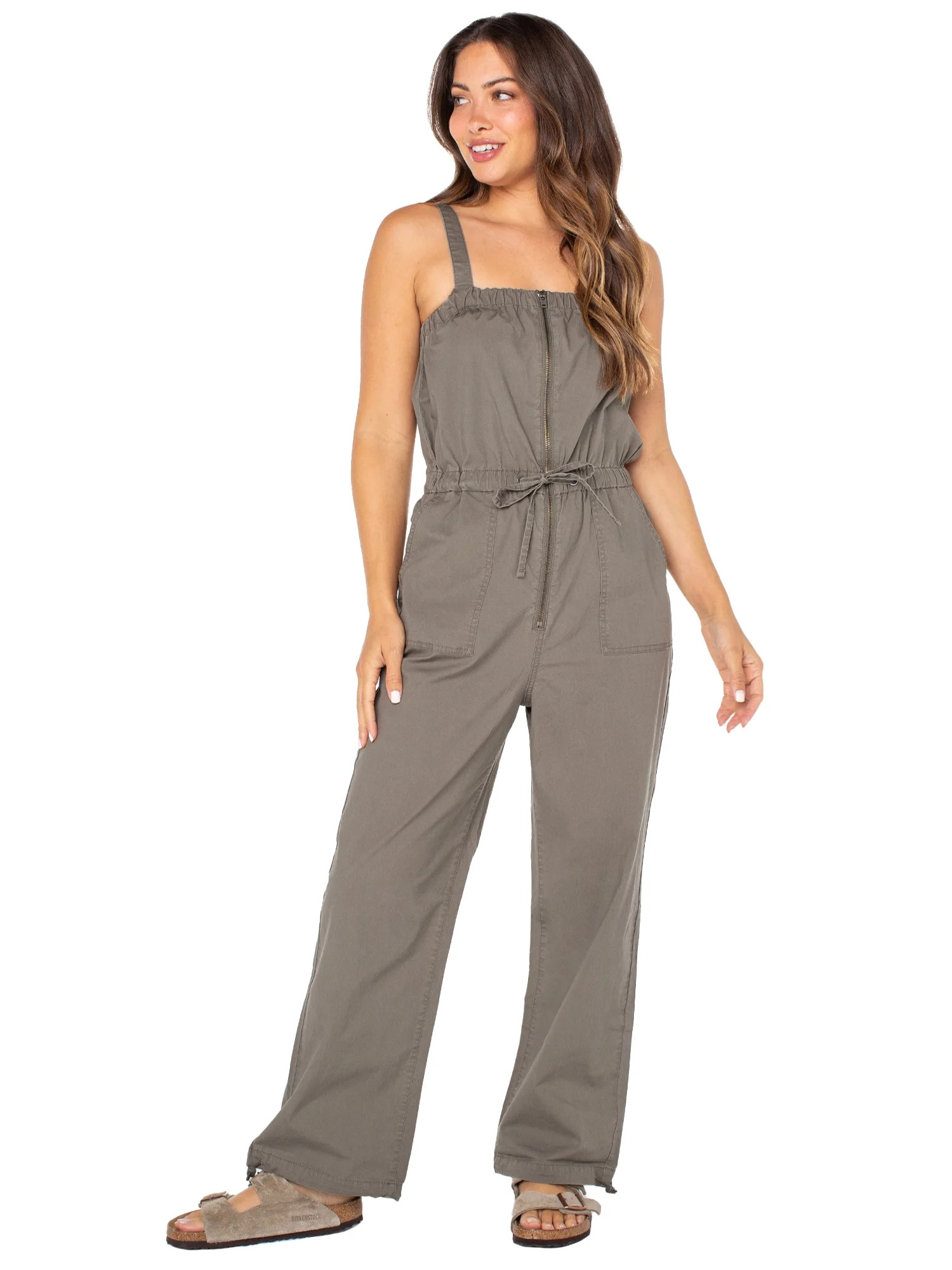 Celebrity Pink Juniors High Rise Zip Front Self Tie Jumpsuit | Walmart (US)