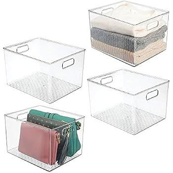 mDesign Plastic Home Storage Basket Bin with Handles for Organizing Closets, Shelves and Cabinets... | Amazon (US)