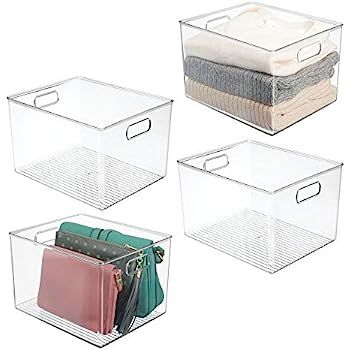 mDesign Plastic Home Storage Basket Bin with Handles for Organizing Closets, Shelves and Cabinets... | Amazon (US)