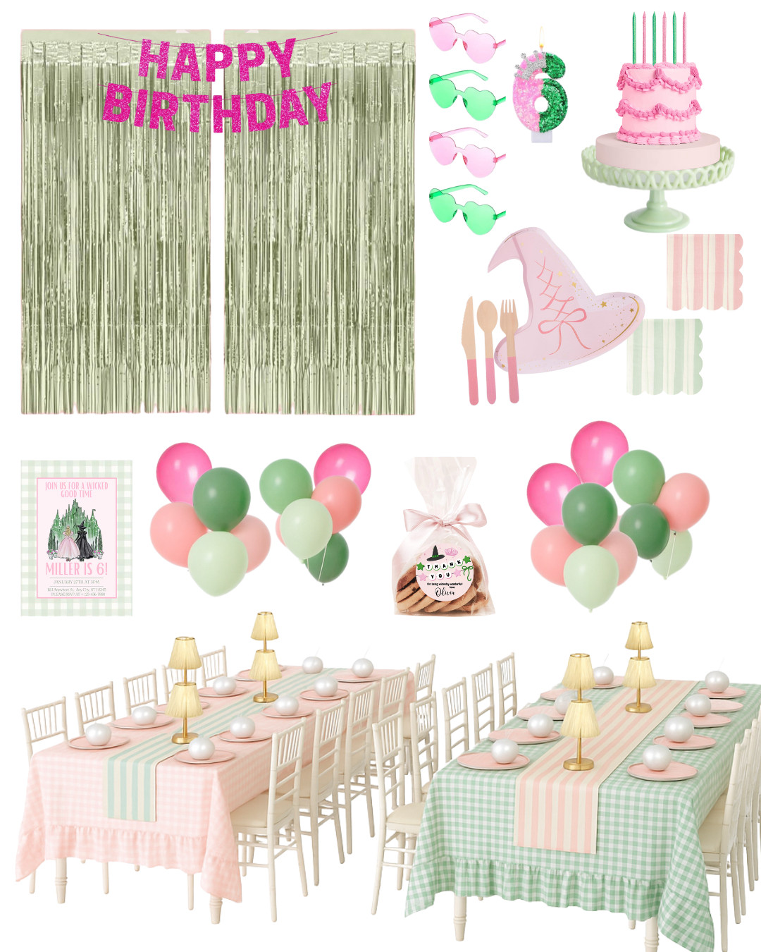 Wicked Kids Birthday Party 💚💗
A pastel spin on the Wicked theme — gingham tablecloths, striped runners, balloons, bows, cookie cake inspo, and all the pink & green details. Everything is linked for easy planning!

Perfect for ages 3–8.
Tap to shop every single item.

Wicked kids birthday
kids party ideas
pastel party décor
girls birthday theme
amazon party finds
gingham party décor
pink and green birthday 

 #LTKParties #LTKKids #LTKFamily
