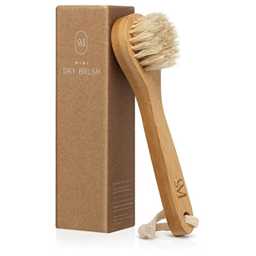 CSM Mini Dry Brush - Natural Bristle Small Body Brush, Exfoliating Facial Cleansing Brush for Soft Skin and Other Sensitive Areas Like Your Neck, Chest, and Nails | Amazon (US)
