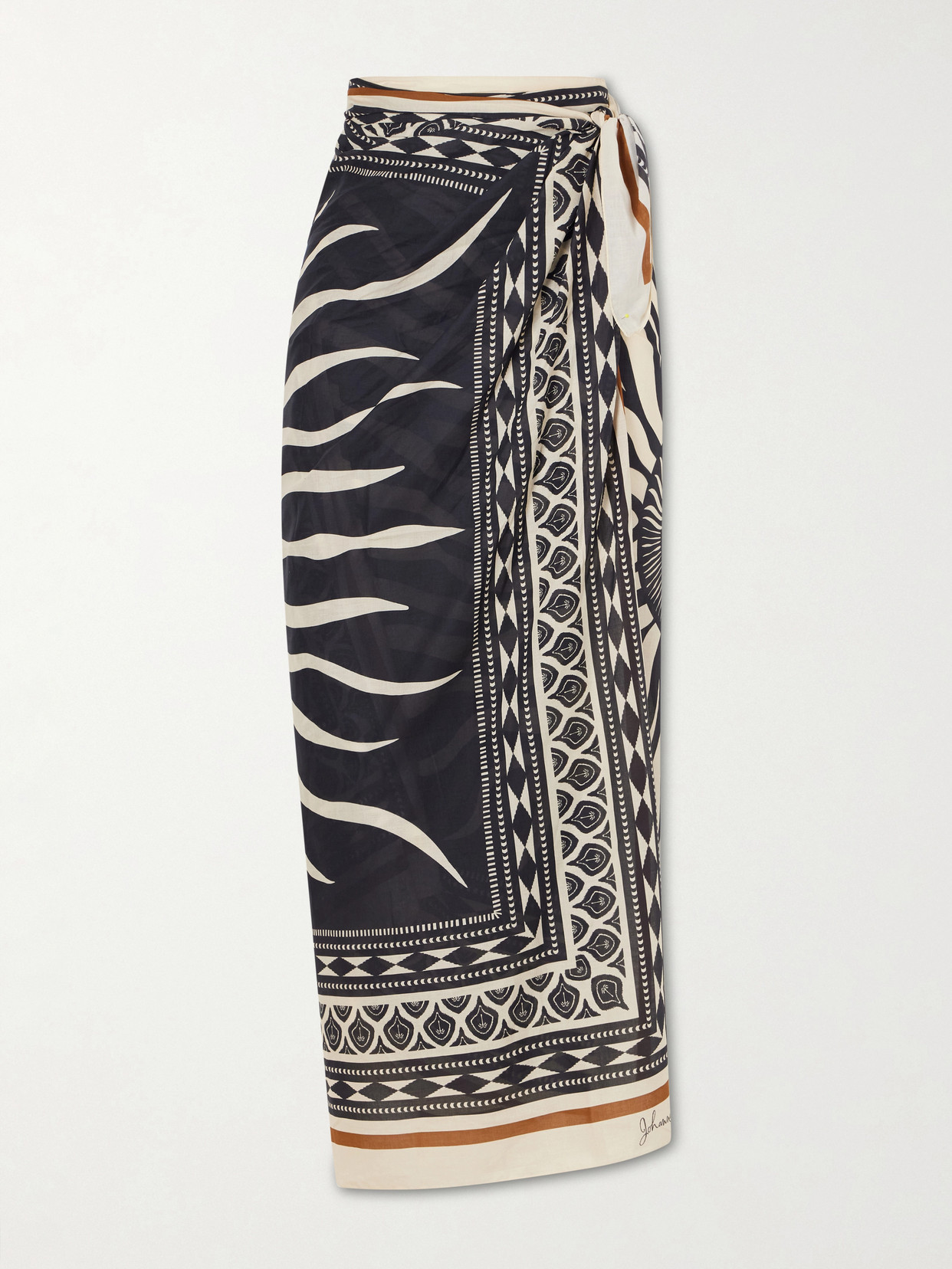 Johanna Ortiz - Golden Horizon Printed Cotton Pareo - Black | NET-A-PORTER (US)