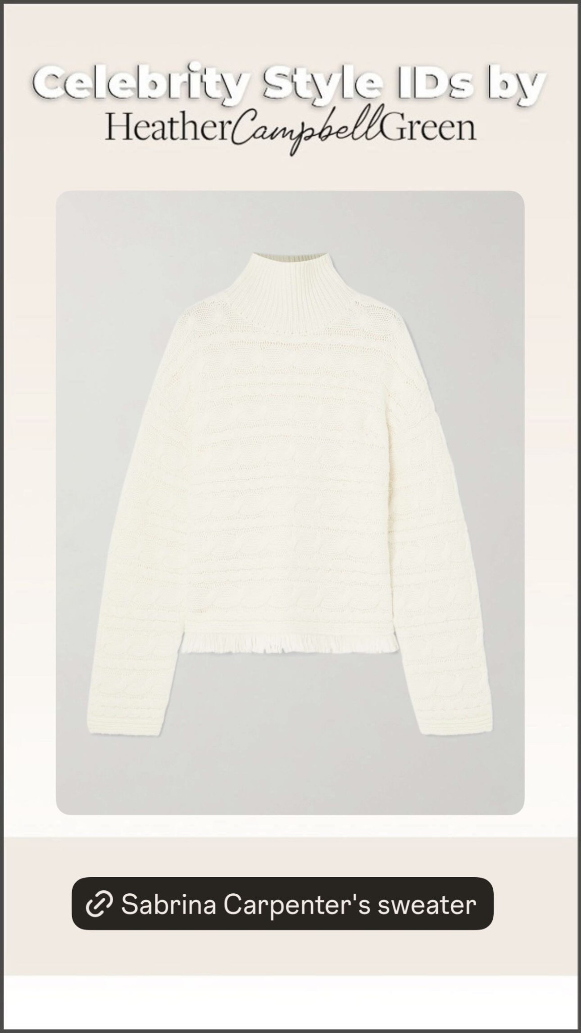 Taylor Swift and Sabrina Carpenter were seen out together in New York City having dinner last night and Sabrina was wearing this white turtleneck cropped cable sweater