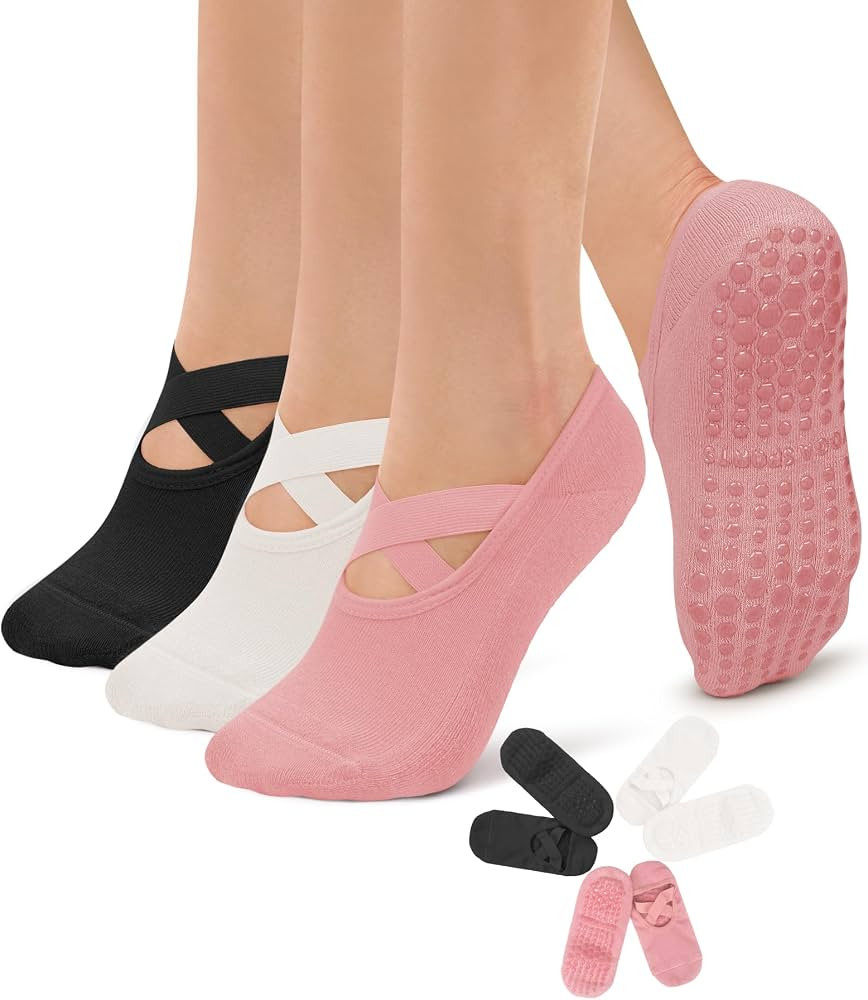 Diu Life 3 Pack Pilates Socks Yoga Socks with Grips for Women Non Slip, Workout, Pure Barre, Ball... | Amazon (US)