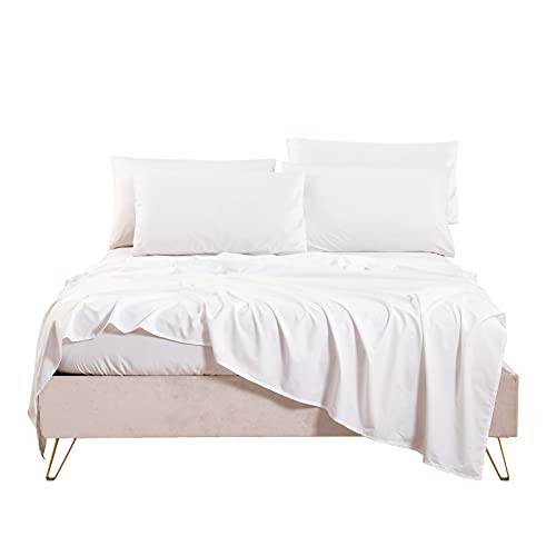 Bedlifes Full Size Sheet Sets- Cooling Sheets-Ultra Soft-Silky-Breathable-Deep Pocket- 1800 Series Bedding Set Microfiber- White Bed Sheets Full Size 4 Pieces | Amazon (US)