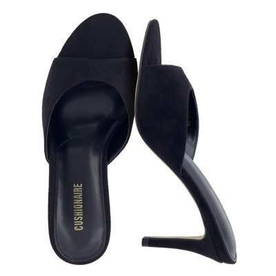 CUSHIONAIRE Elle Pointed Heel Womens Sandal, Open Toe Heeled Mule with Cushioned Memory and Stiletto Design, Black Microsuede 8.5 | Target