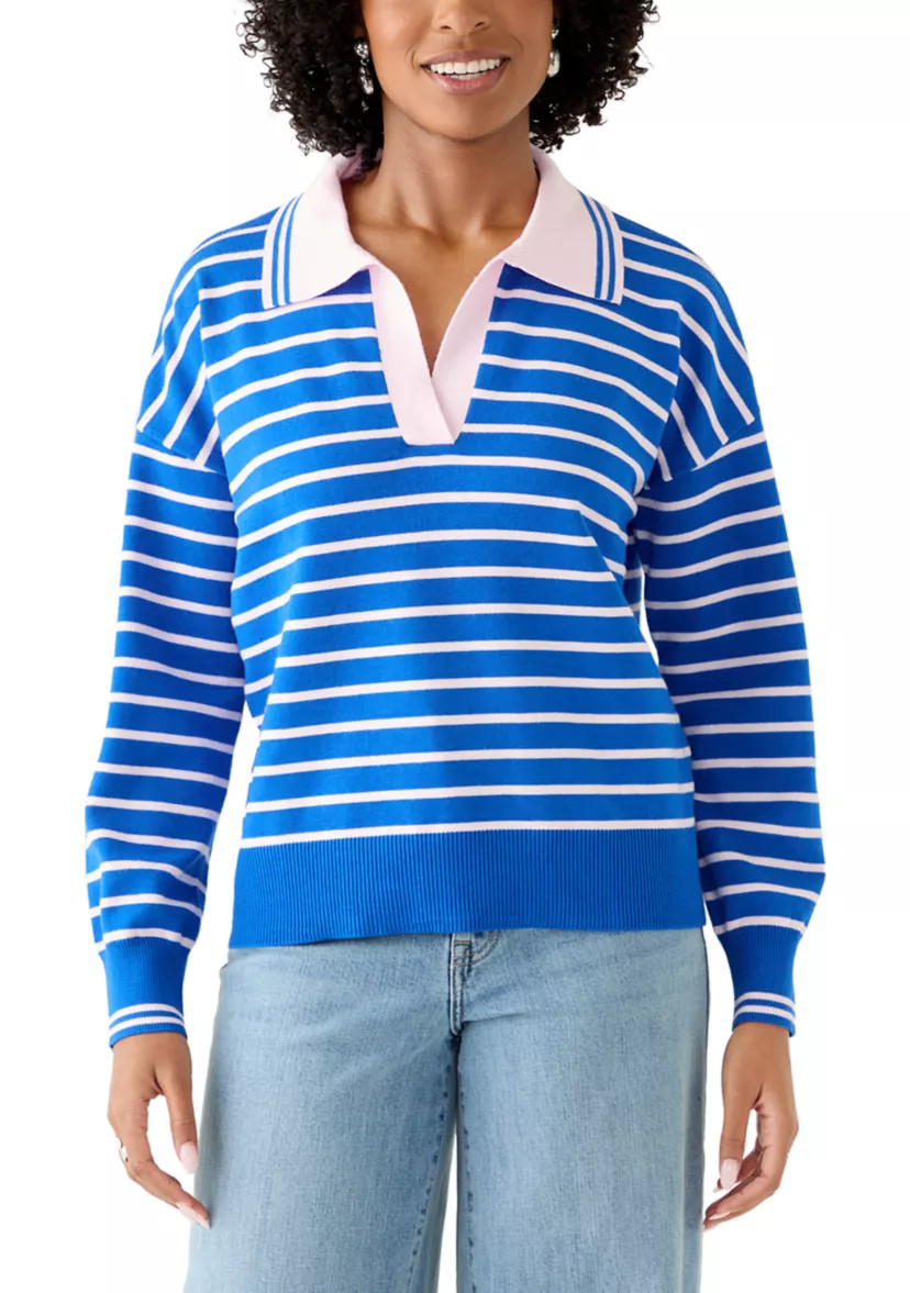 Women's Striped Polo Sweater | Belk