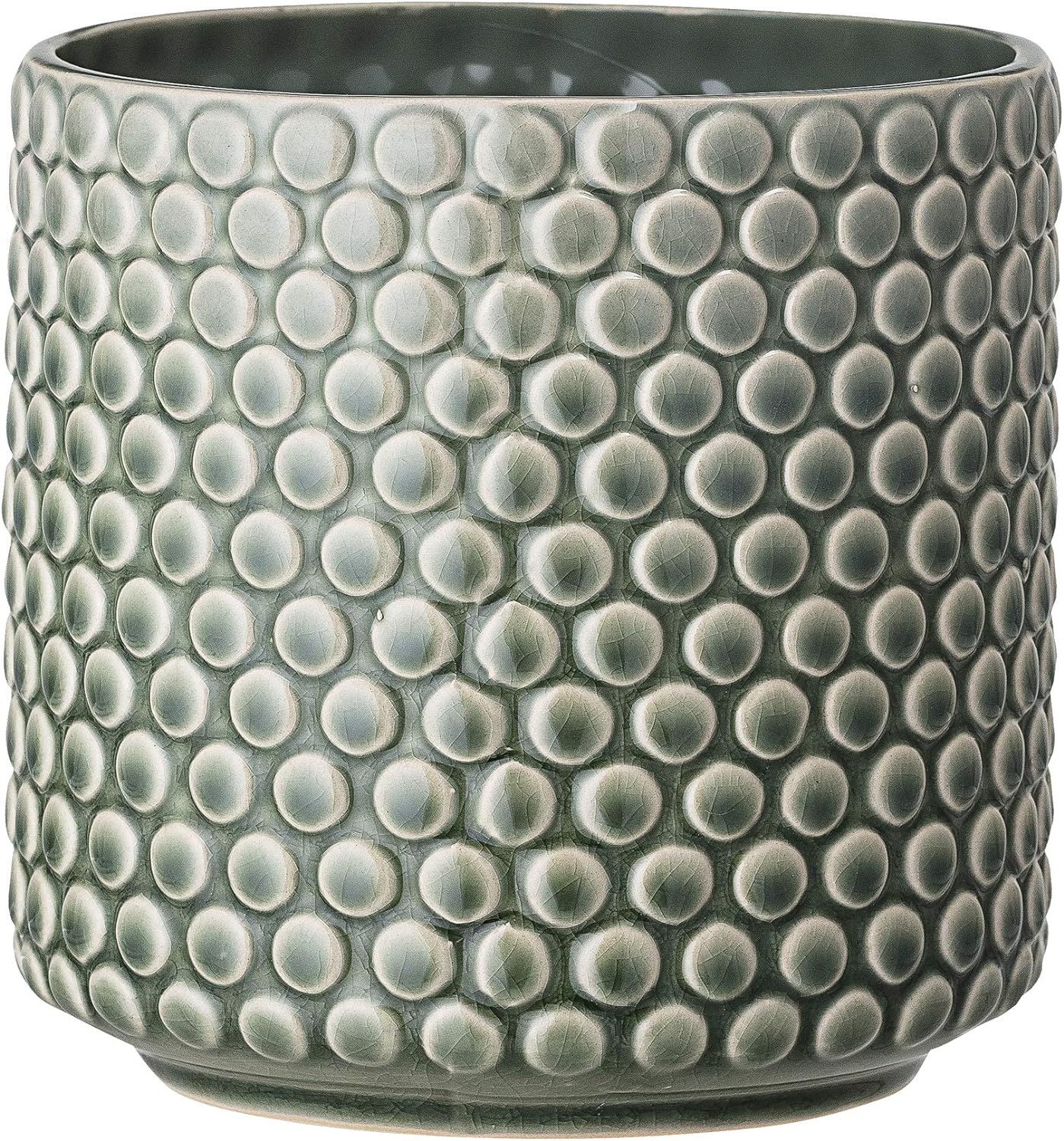 Stoneware Flower Pot with Polka Dots, Planter, 6", Green | Amazon (US)