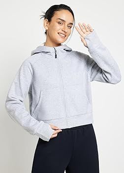 BALEAF Women's Full-Zip Up Hoodies Jacket Fleece Cropped Oversized Sweatshirts Casual Cotton Long... | Amazon (US)
