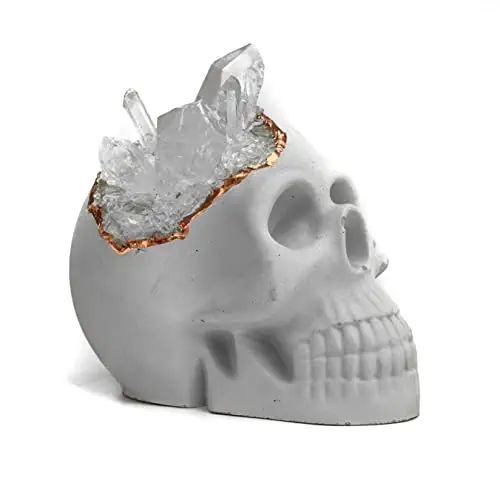 Clear Quartz Crystal Skull Head, Large Natural Realistic Big Concrete Sculpture Healing Energy Re... | Amazon (US)