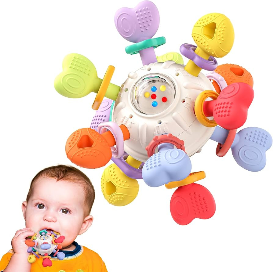 Baby Montessori Rattle & Teething Toys - Safe, Multi-Functional BPA-Free Silicone Sensory Learnin... | Amazon (US)