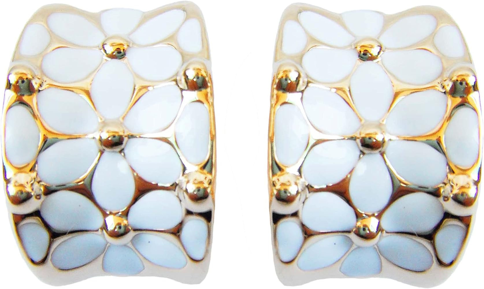 Navachi 18k Gold Plated Square Rainbow Colorful Enamel Leaves Flower Omega Back Earrings | Amazon (US)