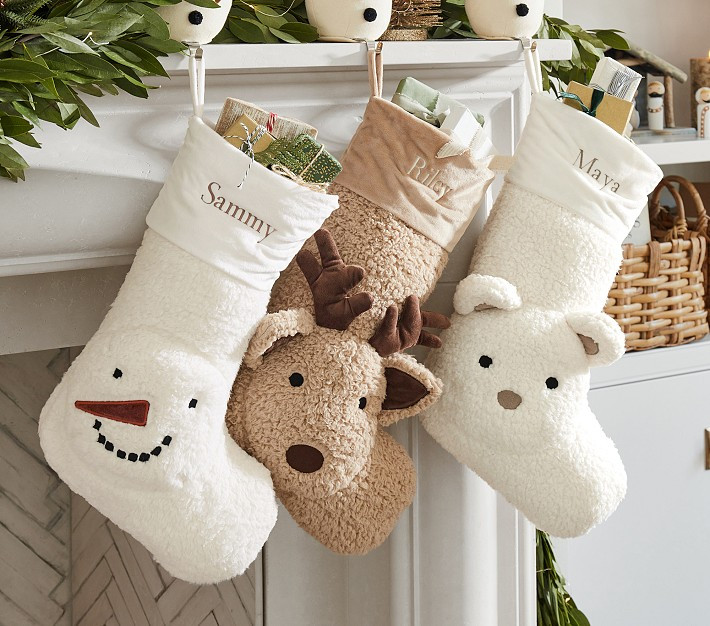 Sherpa Cozy Critter Christmas Stocking Collection | Pottery Barn Kids