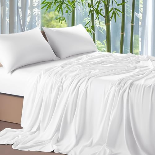 Hotel Sheets Direct 100% Viscose Derived from Bamboo Sheets California King - Cooling Luxury Bed Sheets w Deep Pocket - Silky Soft - White | Amazon (US)