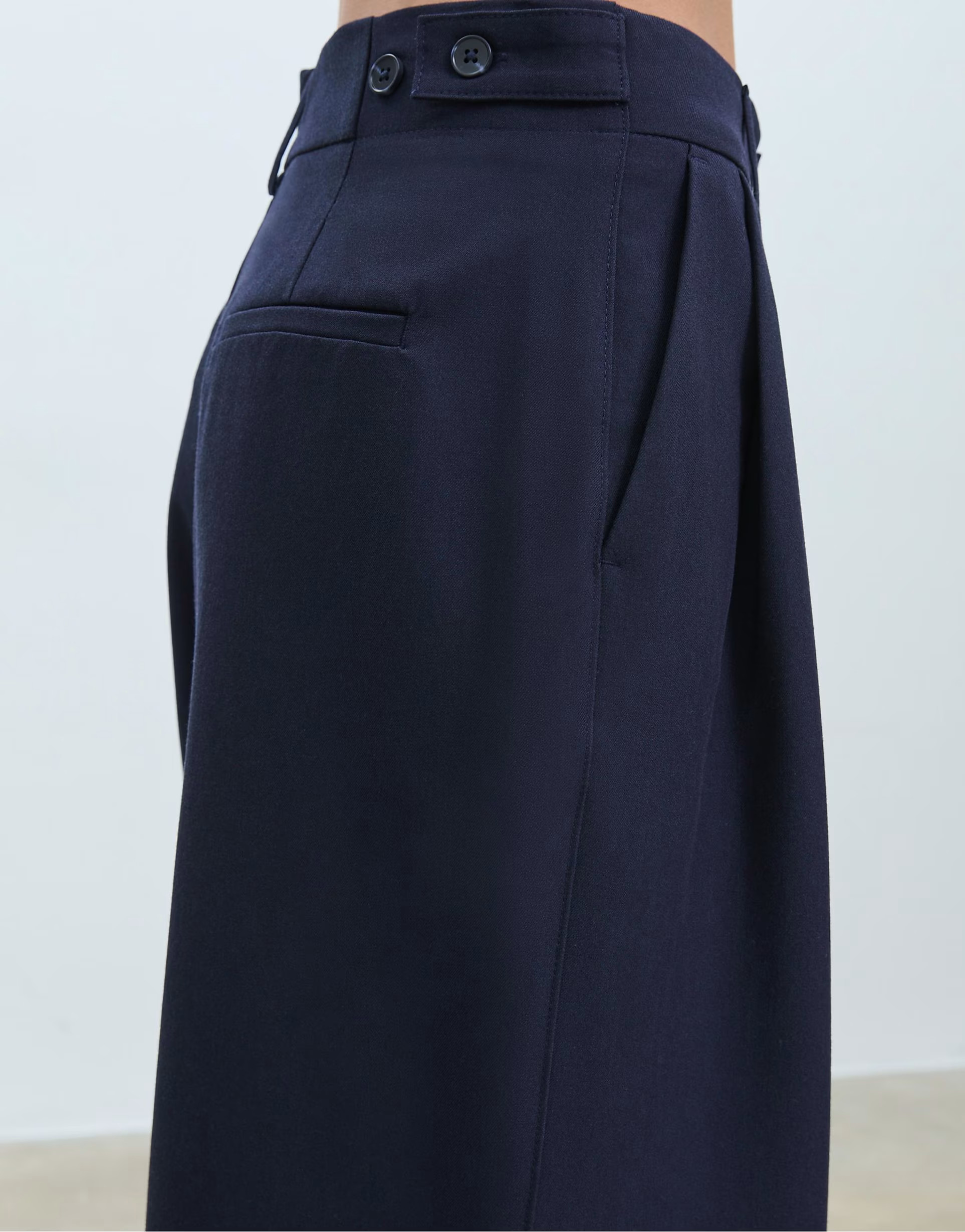Stradivarius Super wide-leg adjustable trousers in dark blue | ASOS (Global)