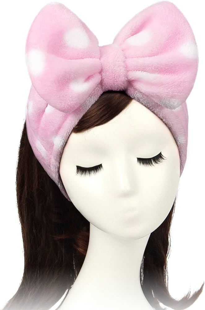 Shintop Women Fashion Lovely Soft Carol Fleece Bowknot Bow Makeup Cosmetic Shower Elastic Hair Ba... | Amazon (US)