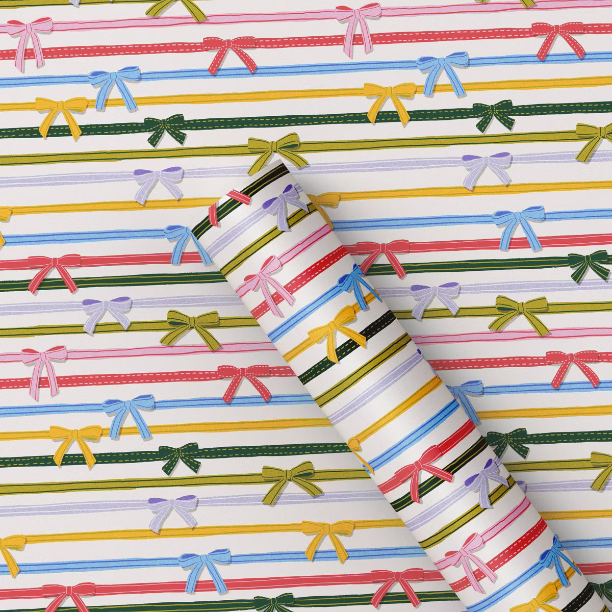30" 20 sq ft Christmas Roll Wrap Bowtie Stripes - Wondershop™ | Target