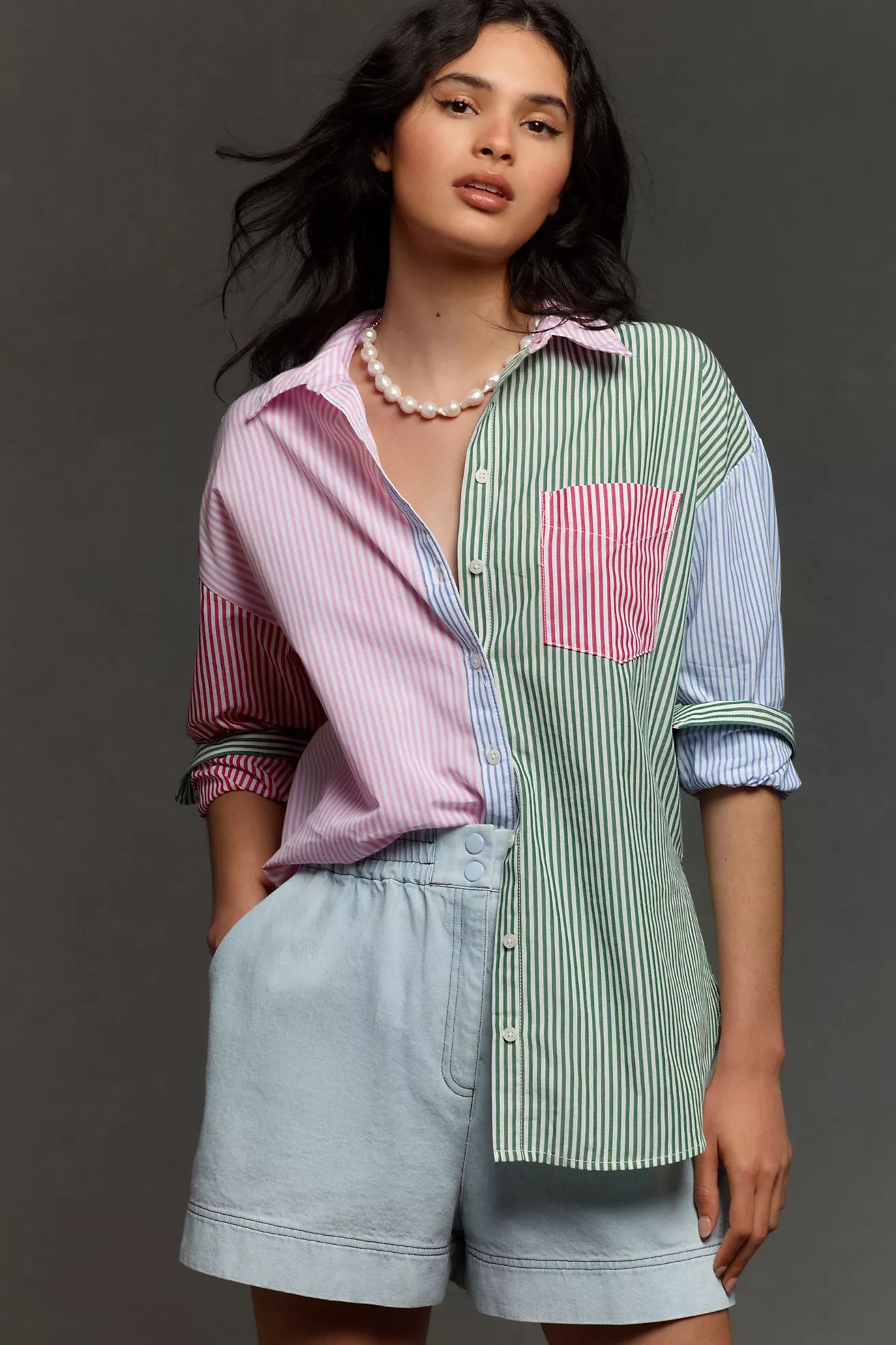 The Bennet Buttondown Shirt by Maeve: Mixed Stripe Edition | Anthropologie (US)