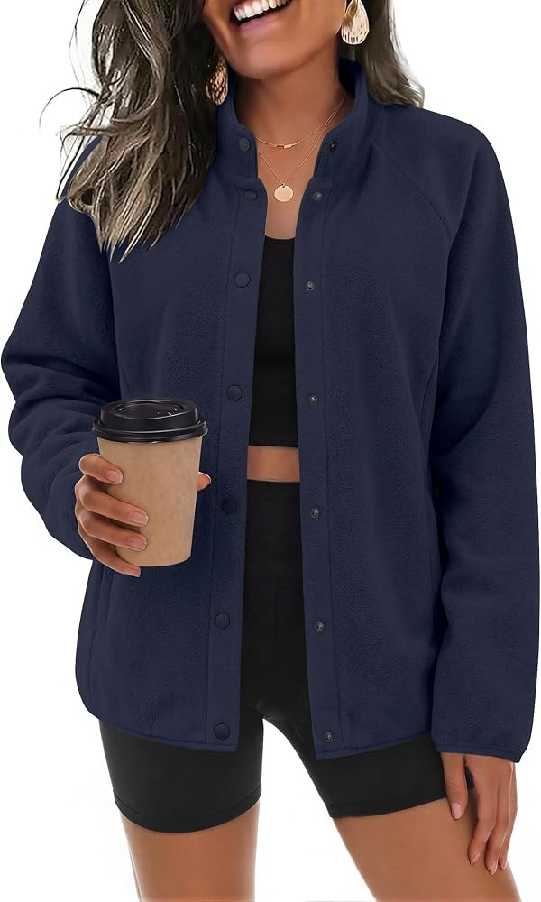 Zeagoo Fleece Jackets for Women Fall Clothe Button Winter Coat with Pockets | Amazon (US)