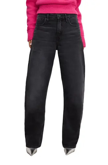 Good American Good Standard Barrel Jeans in Black354 at Nordstrom Rack, Size 2 | Nordstrom Rack