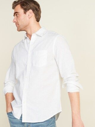 Regular-Fit Linen-Blend Long-Sleeve Shirt for Men | Old Navy (US)