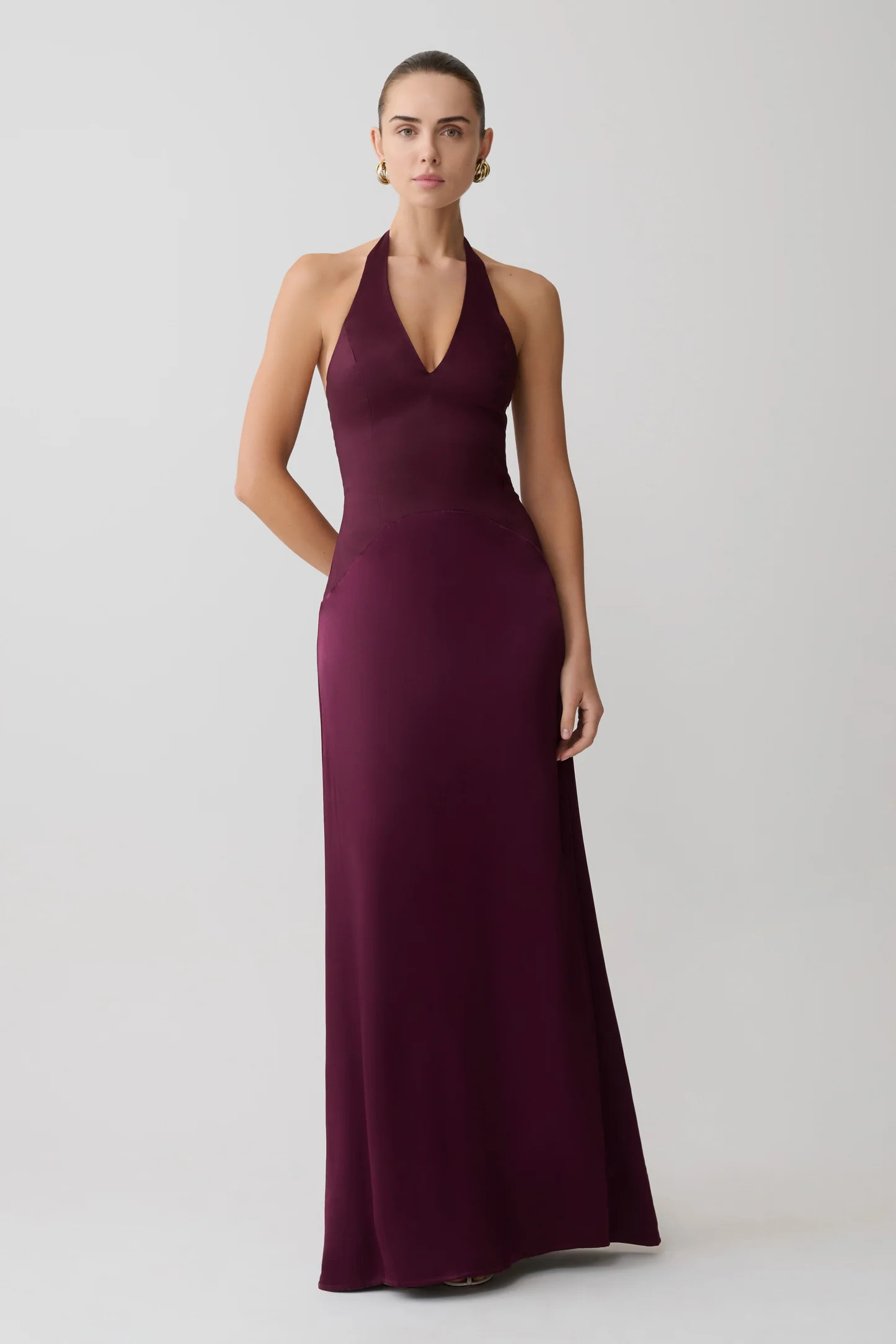 Maura Taffeta And Satin Maxi Dress - Wine | MESHKI US