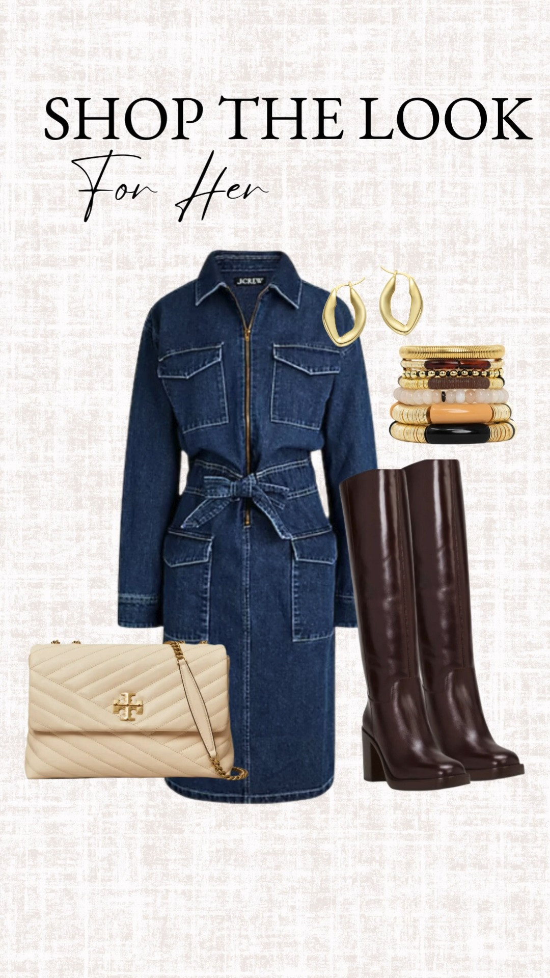 Effortless, polished, and ready for anything! This look has everything: a denim dress that’s as comfortable as it is flattering, chic boots that elevate the vibe, and gold accents for that final touch of sophistication. 

Whether you’re grabbing coffee, heading to a meeting, or catching up with friends, this outfit strikes the perfect balance between casual and put-together.

Style tip: Swap out the accessories to take it from day to night. Who doesn’t love a versatile look? 😍 

 #LTKGiftGuide #LTKHoliday #LTKStyleTip